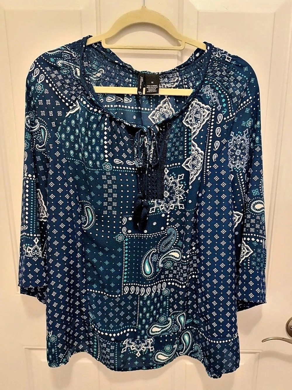New Directions Paisley Tunic Blue Green XL Like New
